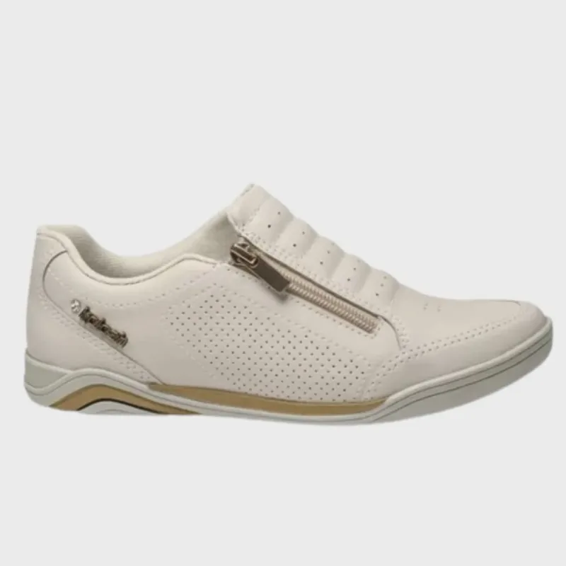 Tênis Kolosh Feminino Calce Fácil Slip-On Zíper Off-White