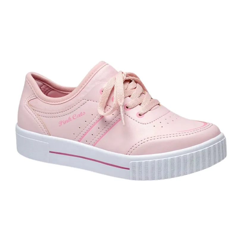 Tenis Infantil Menina Flatform Calce Facil Pink Cats V3301
