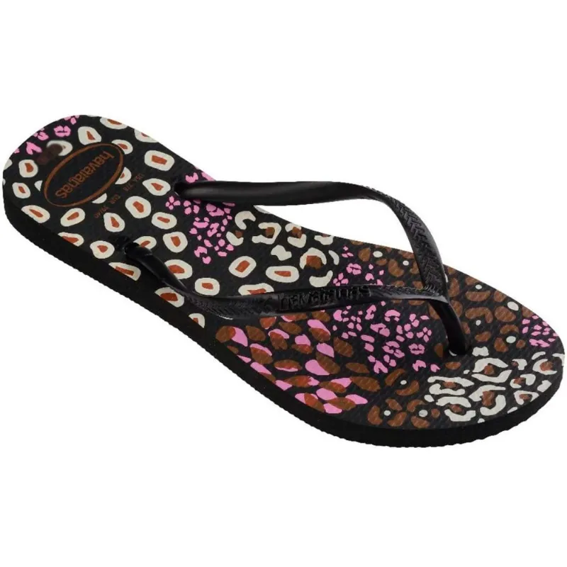 Sandália Havaianas Feminina Slim Animais Preto/Pink Lemonad 39/40