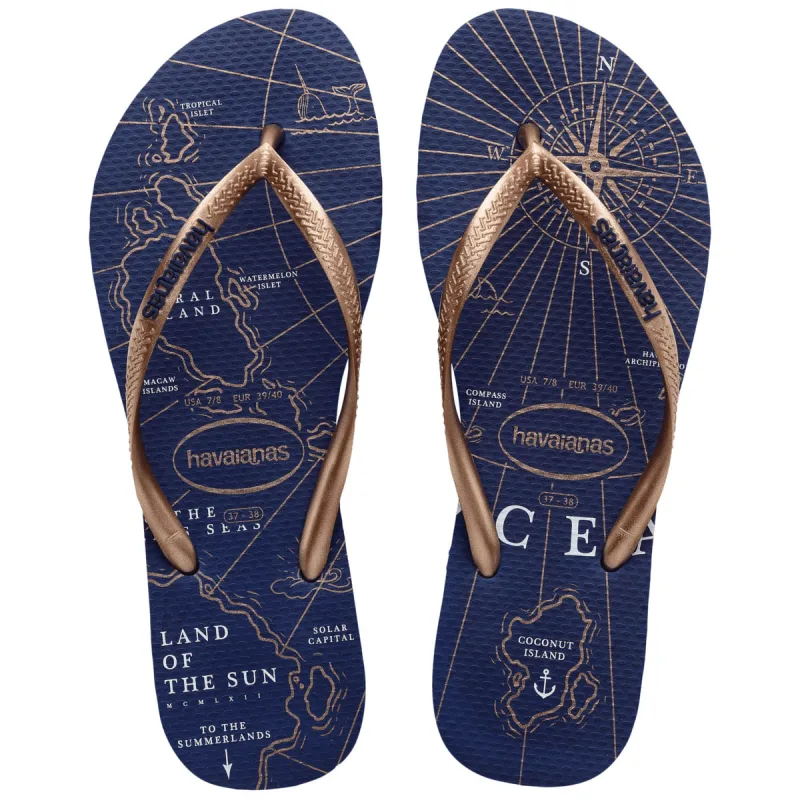 Sandália Havaianas Slim Nautical Marinho, Rosê Gold e Branca 33/34 - Havaianas - Vestuário