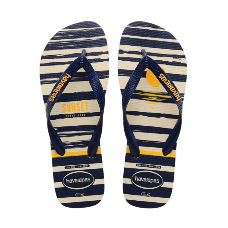Sandália Havaianas Masculina Top Nautical Bege Palha/Marinho 37/38 - Havaianas
