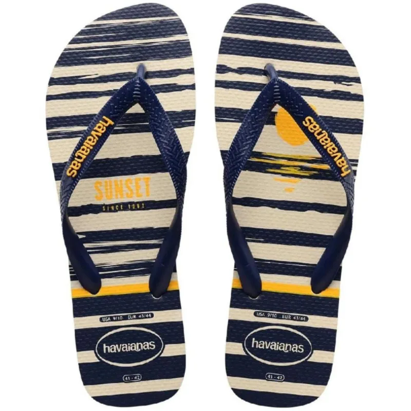 Sandália Havaianas Masculina Top Nautical Bege Palha/Marinho 41/42 - Havaianas