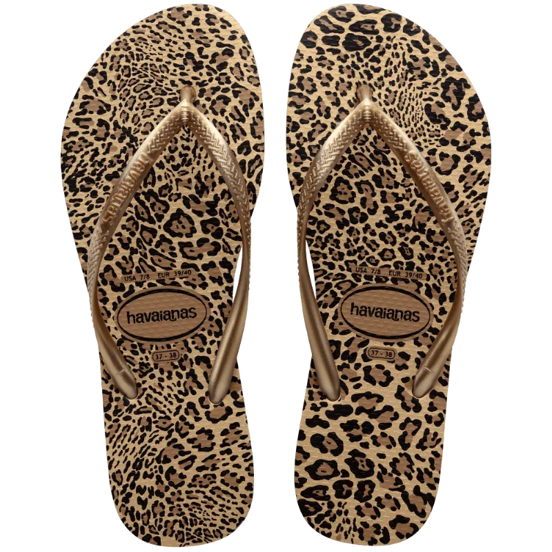 Chinelo Feminino Slim Animais 39 40 Havaianas Dourado