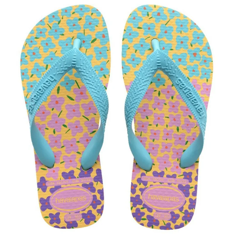 Sandálias Kids Flores Amarelo Caja/ Azul 23/24