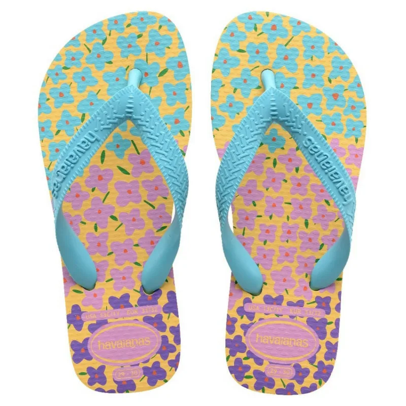 Sandálias Kids Flores Amarelo Caja/ Azul 25/26