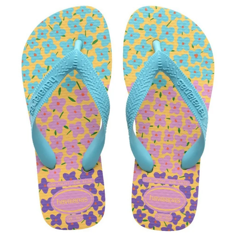 Sandálias Havaianas Kids Flore s Amarelo Cajá/ Azul 31/32