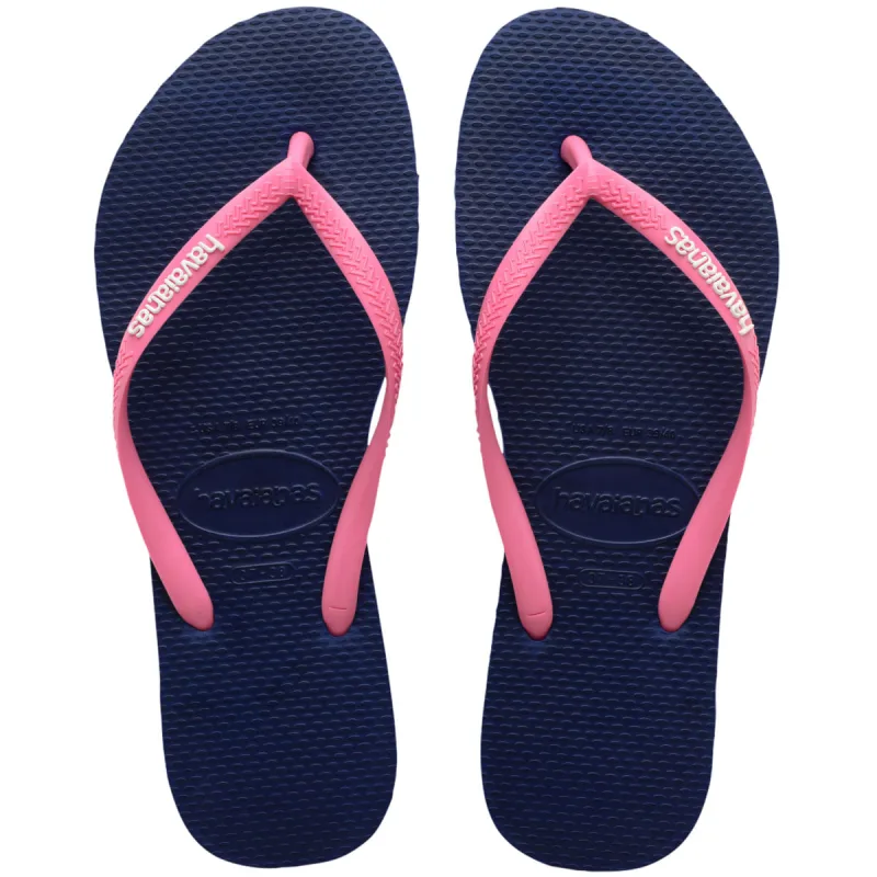 Sandália Havaianas Feminina Slim Logo Pop - Up Azul/Pink 35/36 - Havaianas - Vestuário