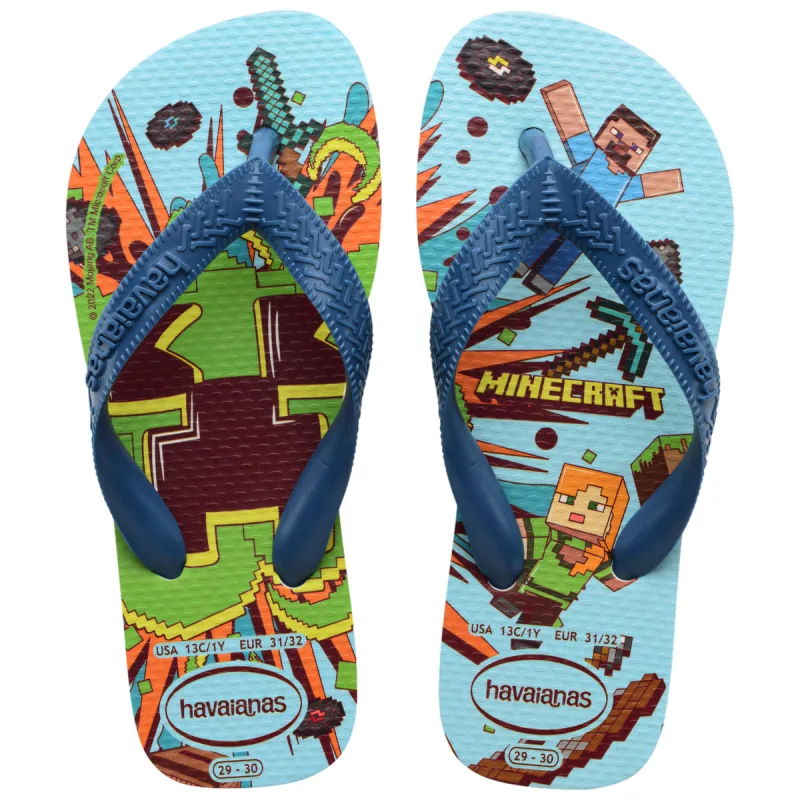 Sandália Havaianas Comfy Kids Minecraft Branco e Azul 33/34 - Havaianas - Vestuário