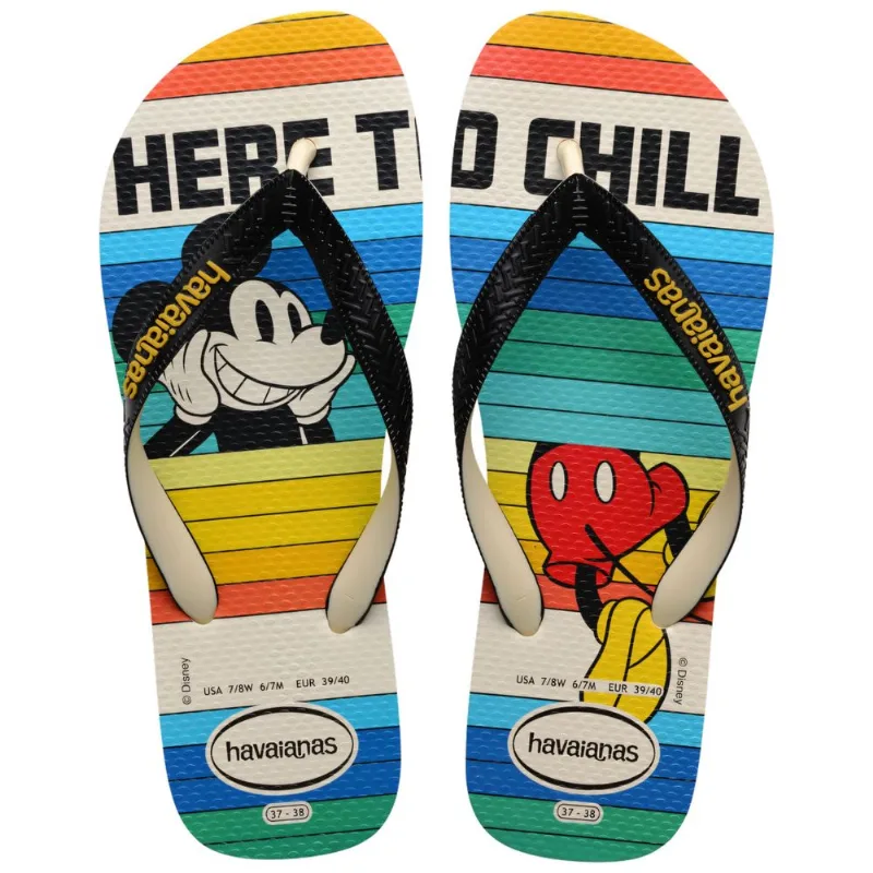 Sandália Havaianas Adulto Disney Stylis Bege Palha e Preto 35/36