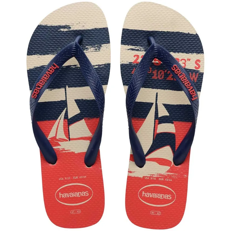 Chinelo Havaianas Masculino Top Nautical Bege E Azul 43/44 - Havaianas