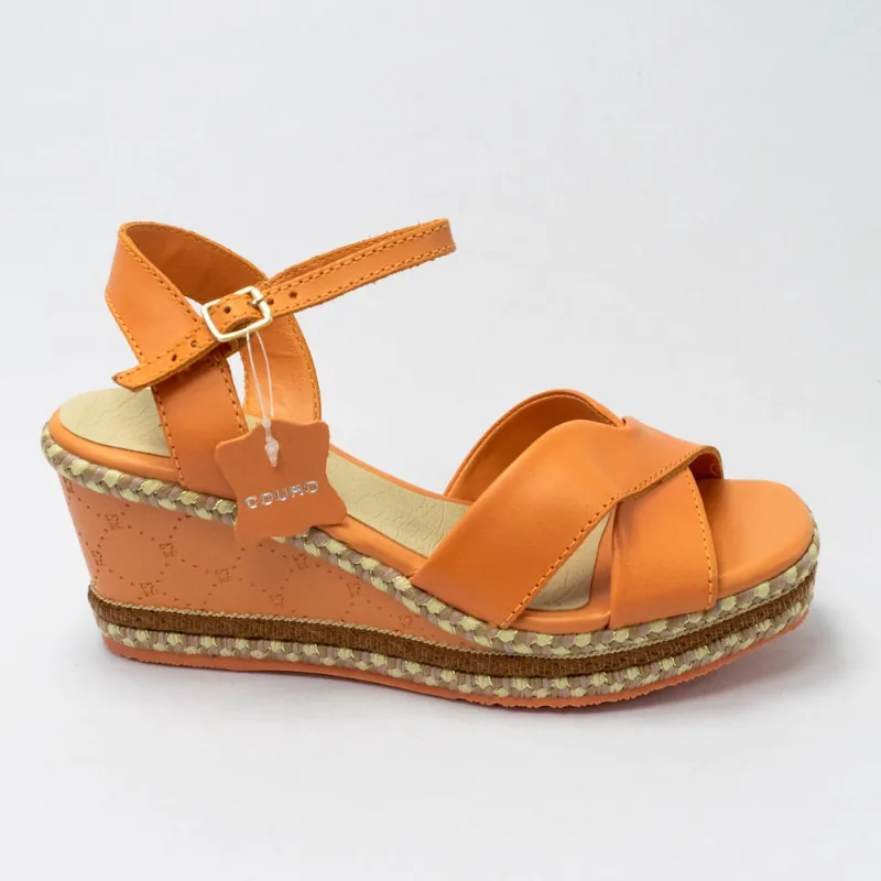Sandália Bottero 341622-3 Luana Square Couro Natural Laranja