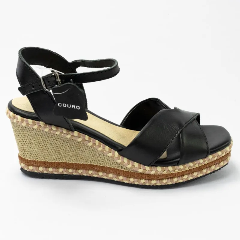 Sandália Bottero 341602-12 Luana Square com salto Anabela Preto