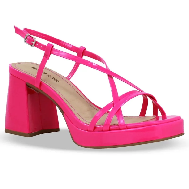 Sandália Fem Bottero Salto Bloco Meia-Pata Hot Pink 342602-4