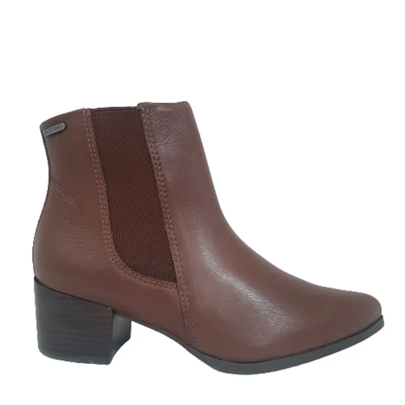 Bota Fem Bottero Couro Cano Baixo Bico Fino Marrom 349304-1