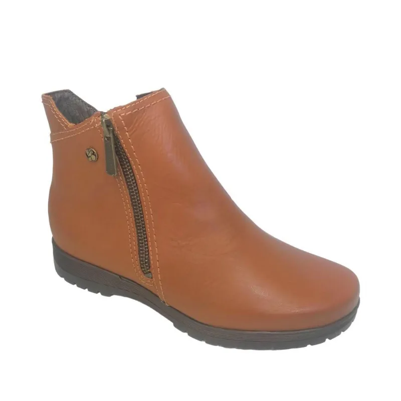 Bota Fem Bottero Couro Cano Baixo Marrom Conhaque 346704-2