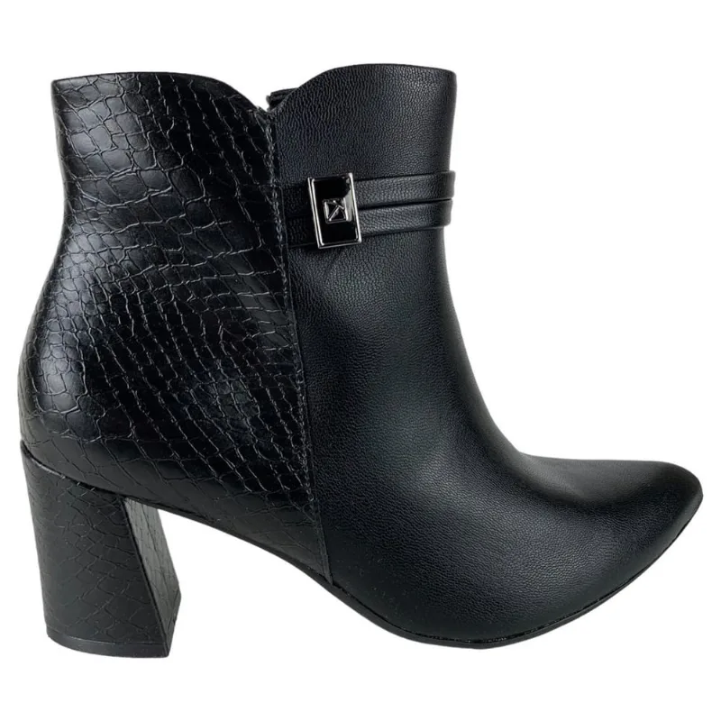 Bota Feminina Piccadilly Cano Curto Salto Alto Bico Fino Napa