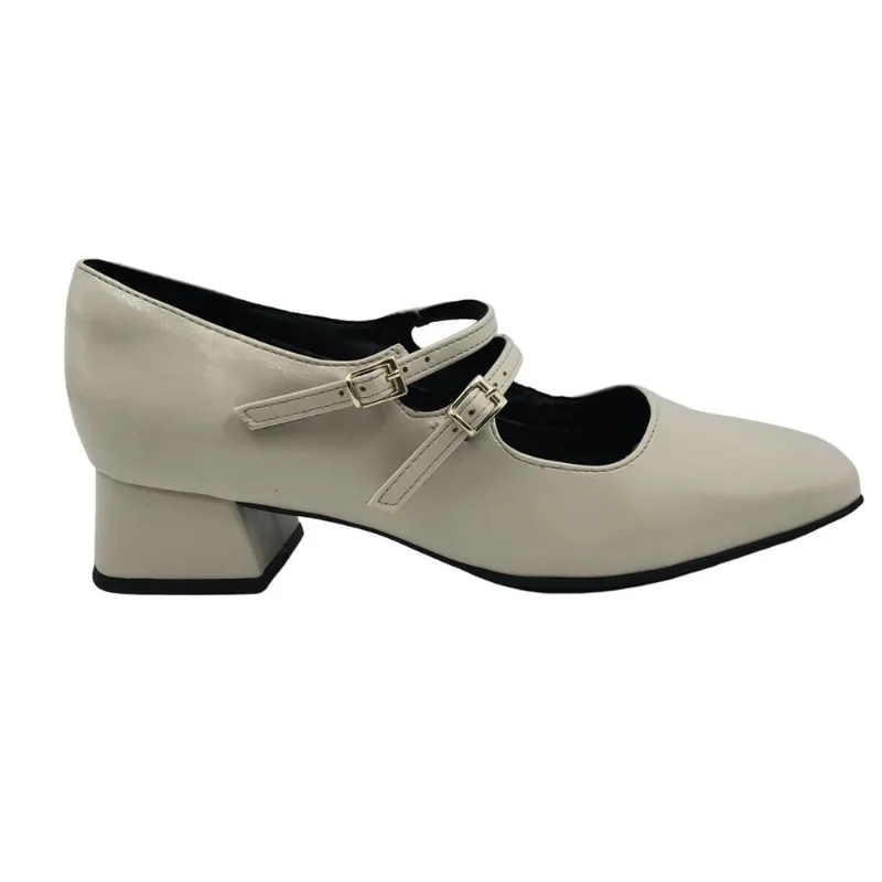 Sapato Piccadilly Boneca Salto Médio Off White 160081