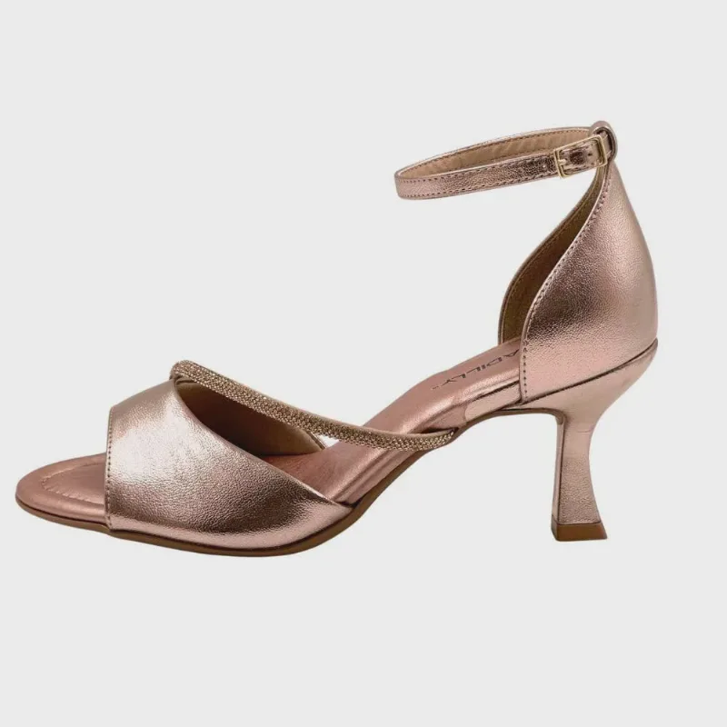 Sandália Piccadilly Casual Metalizada Salto Médio Taça Feminina