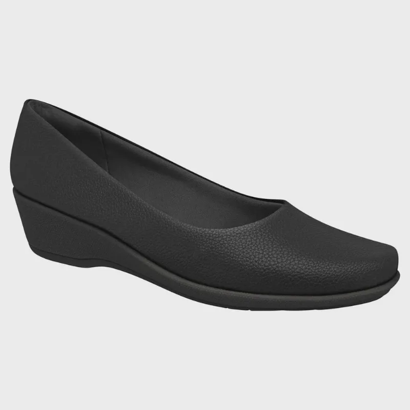 Sapato Feminino Ivone Anabela Textura Preto Piccadilly 143133-308