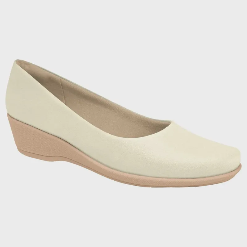 Sapato Feminino Ivone Anabela Off White Avelã Piccadilly 143133-311 - Piccadilly
