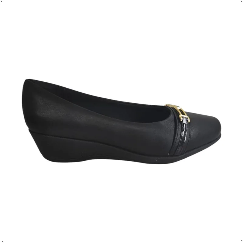 Sapato Anabela Piccadilly confortavel fivela 143228