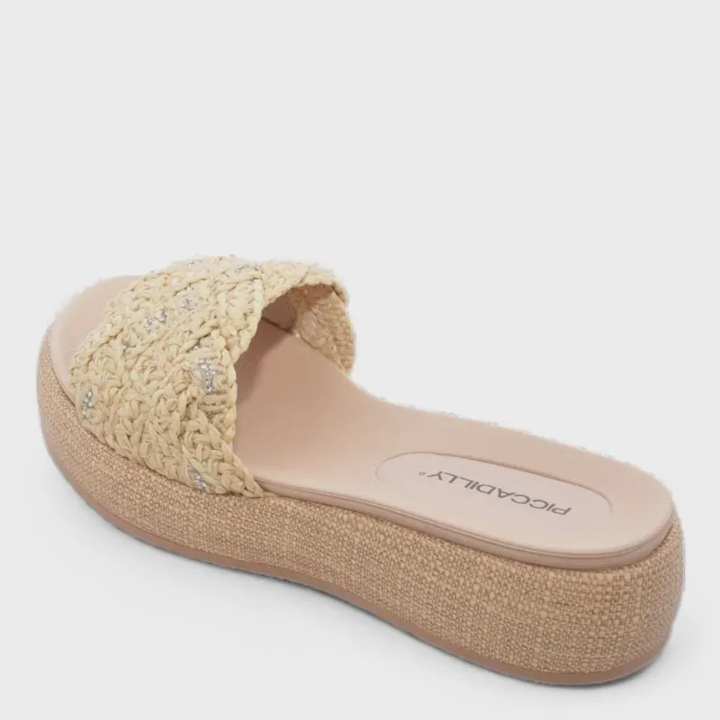 Tamanco Feminino Piccadilly Flatform ref: 459013 trama strass