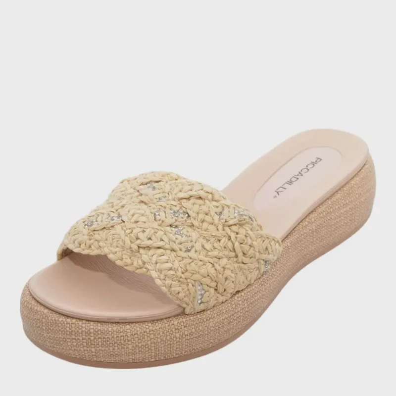 Tamanco Feminino Piccadilly Flatform ref: 459013 trama strass