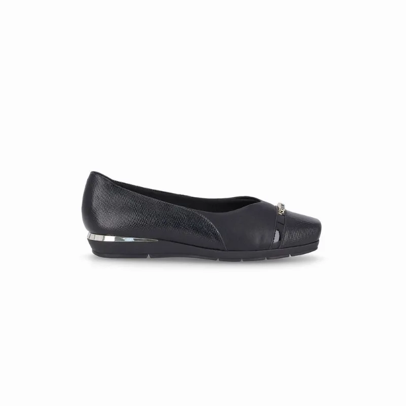 PICCADILLY MAXI - Sapato Fernanda Salto Baixo Preto 42