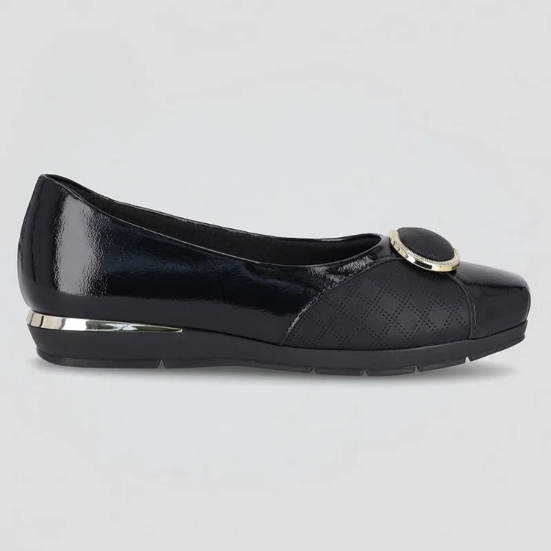 PICCADILLY MAXI - Sapato Fernanda Salto Baixo Preto 34