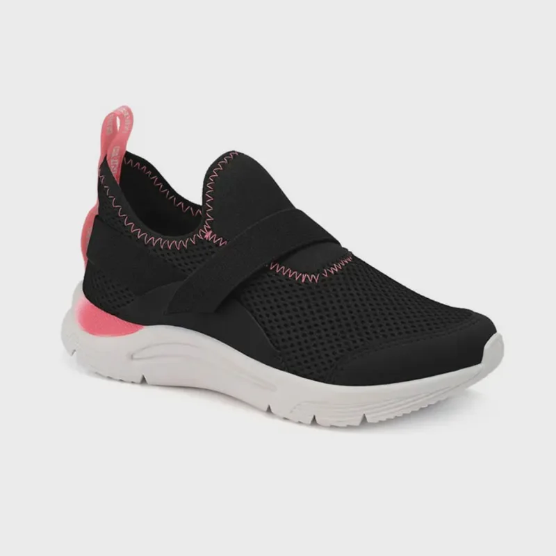 Tênis infantil klin new sport kids preto/rosa doce 28 ao 36 antiderrapante