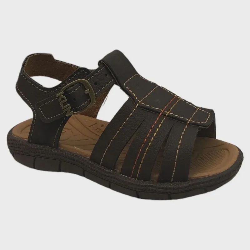 Sandalia Papete Infantil Menino Klin Tic Tac Casual - Marrom