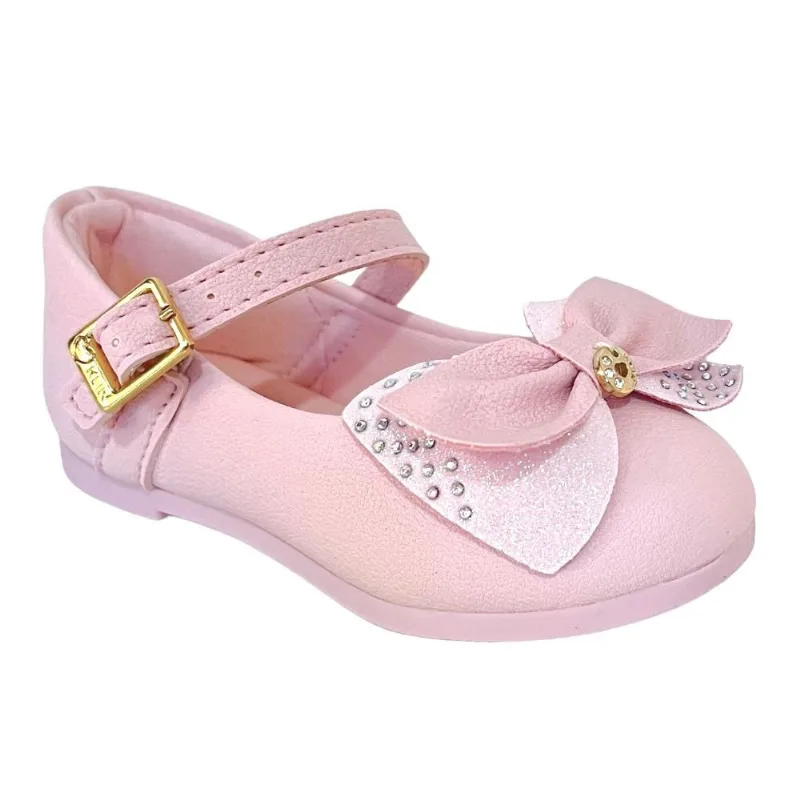 Sapatilha Menina Klin Princesa Mini Laço Rosa Claro 152182-4