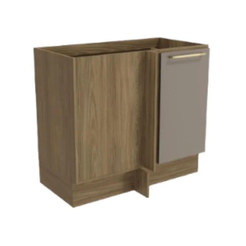 Balcão de Canto 98cm 1 Porta Kappesberg Balcão canto 980mm 1 porta nogueira fosco/fendi