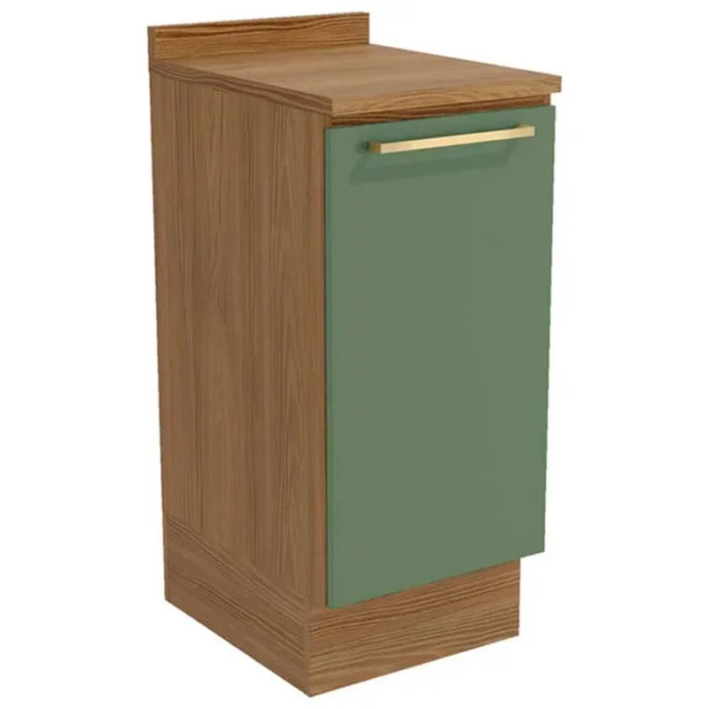 Balcão de Cozinha 1 Porta com Tampo Botanic Kappesberg Nogueira/Verde Oliva 40cm Peça