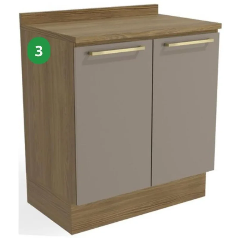 Balcão 2 Portas com Tampo CB773 Botanic Kappesberg Nogueira e Fendi 80cm