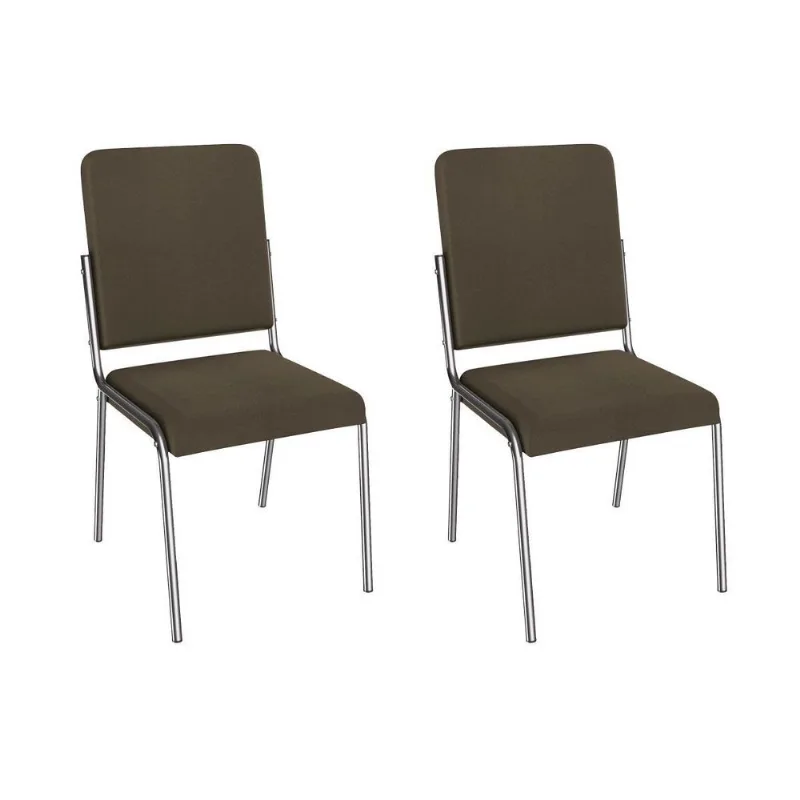 Cadeira Sala de Jantar Genebra 2C129CR Aço Kit 2 Un Cromado/Suede Cappuccino - Kappesberg
