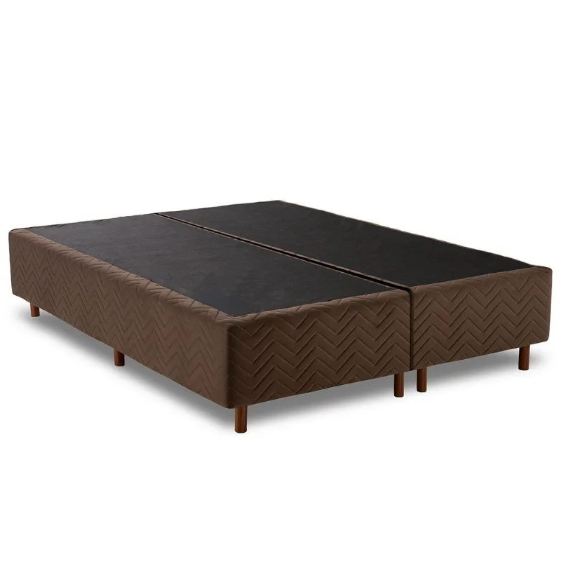 Base Box King Sommier Veludo Deluxe Kappesberg Marrom 193 x 203cm