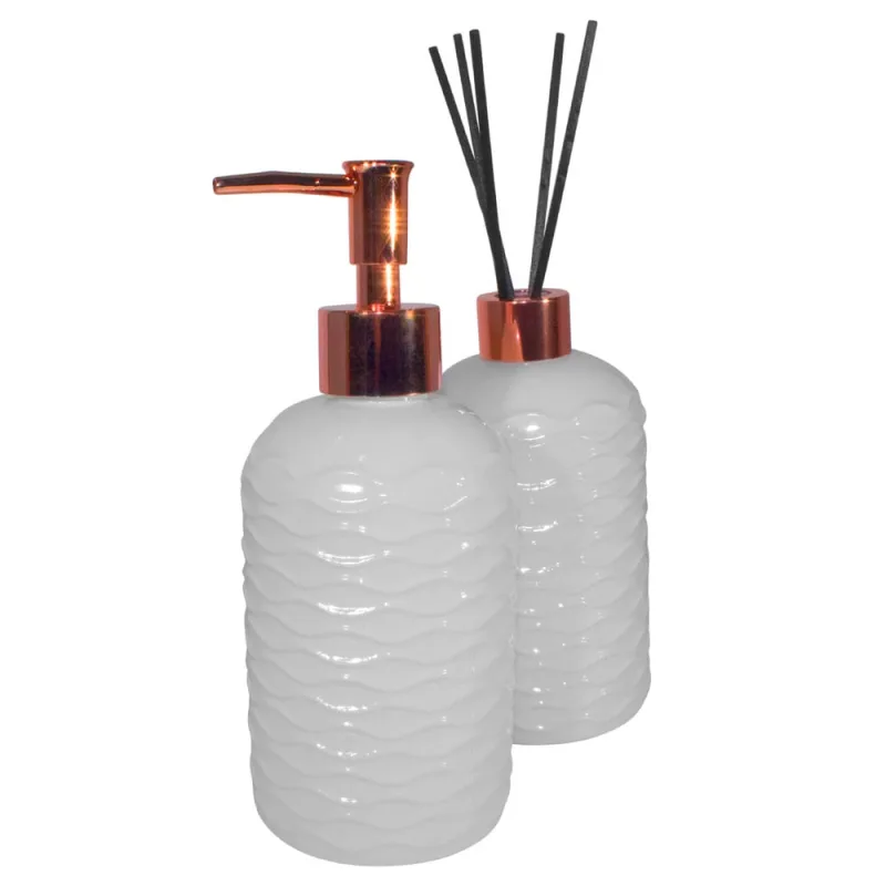 Kit Saboneteira e Difusor Uz Vidro Branco - Uz - Utilidades E Casa