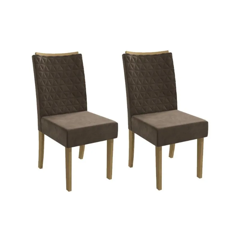 Cadeira Sala de Jantar Rosa 2CAD129 Madeirado Kit 2 Un Canela/Suede Capuccino - Kappesberg