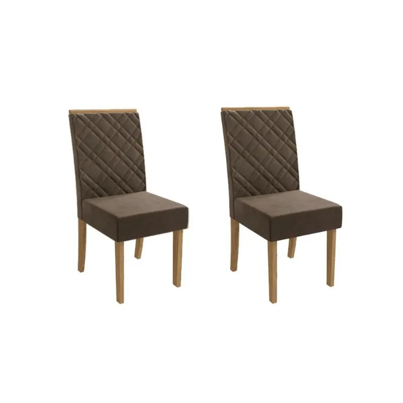 Cadeira Sala de Jantar Gardênia 2CAD149 Madeirado Kit 2 Un Canela/Suede Capuccino - Kappesberg