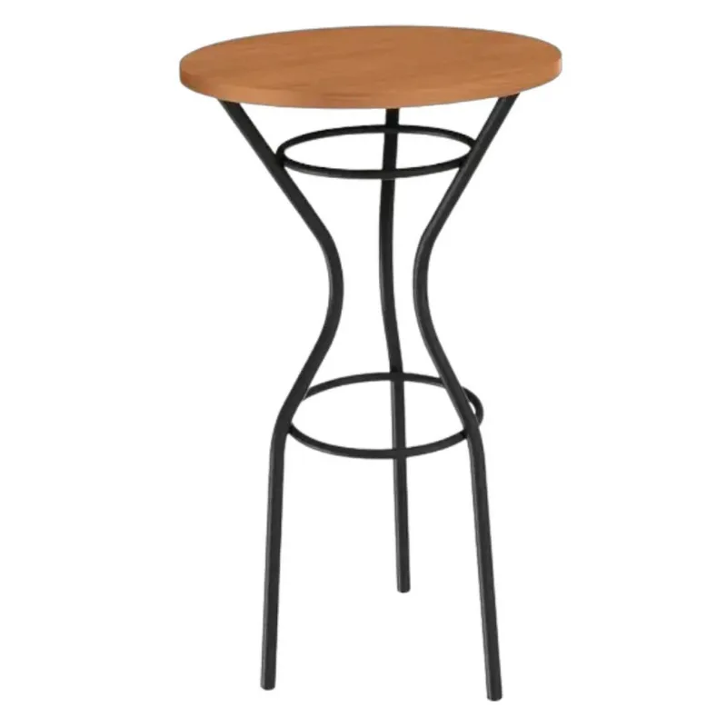 Mesa Bistrô com Tampo Redondo de Madeira Kappesberg Preto Fosco/Canela 65cm