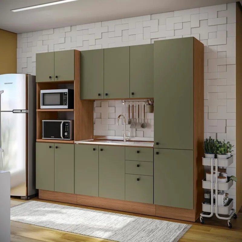 Cozinha Modulada Pixel Kappesberg 100% Mdp Canela-verde Frevo 240cm - kappesberg - Agro