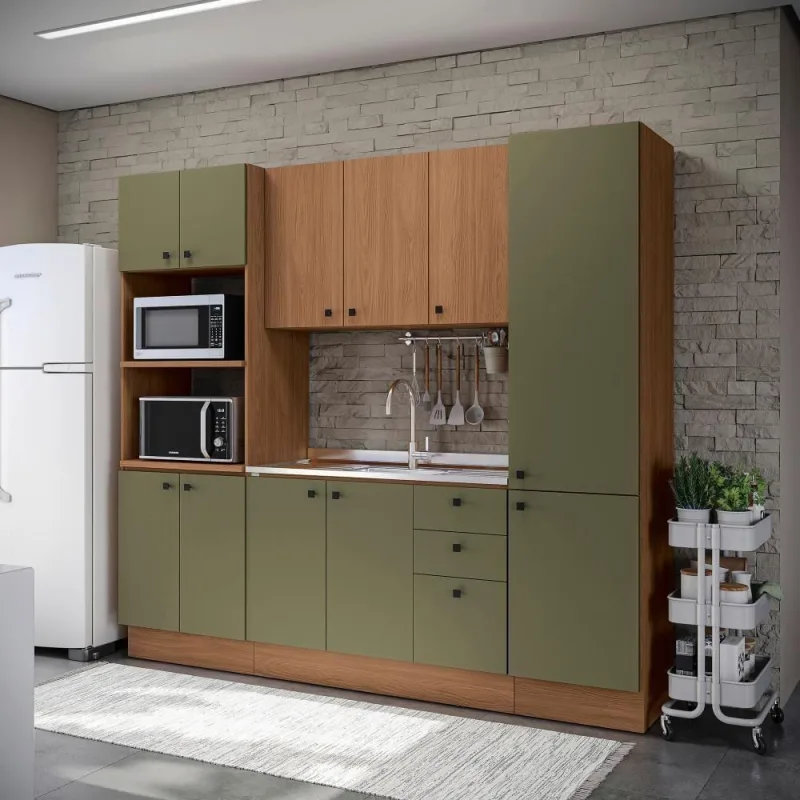 Cozinha Modulada Pixel Kappesberg 100% Mdp Canela-verde Frevo-canela 240cm - kappesberg - Agro