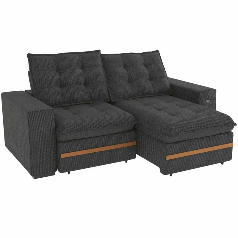 Sofá Retrátil Articulado Vitto Kappesberg Suede Mescla Grafite 2,3m Peça