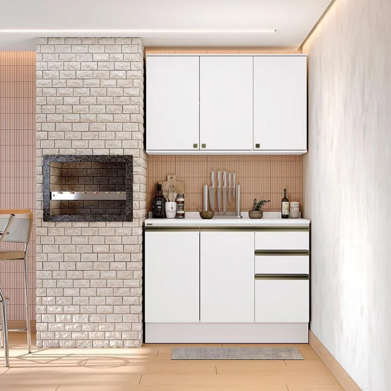 Armário De Cozinha Compacta 100% Mdf 120cm Branco Celeste Kappesberg - Kappesberg - Móveis