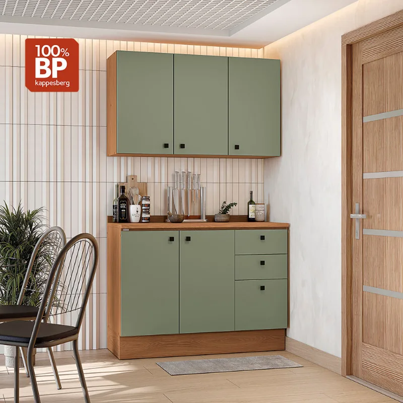 Armário de Cozinha Compacta 120cm Tapajós/Verde Frevo Pixel Kappesberg