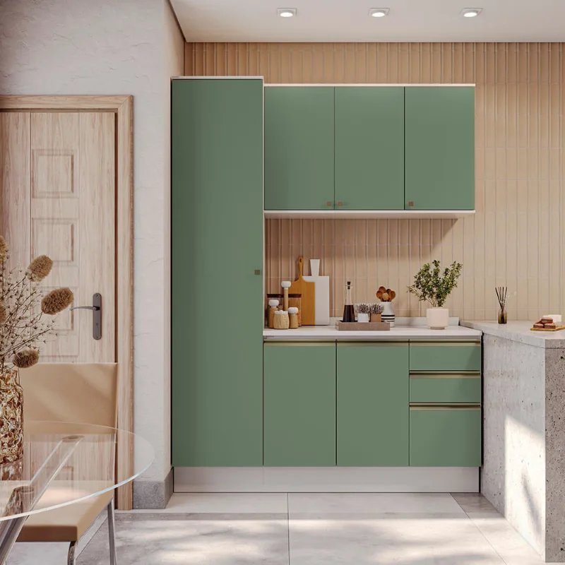 Armário de Cozinha Compacta 100% MDF 170cm Branco/Verde Celeste Kappesberg
