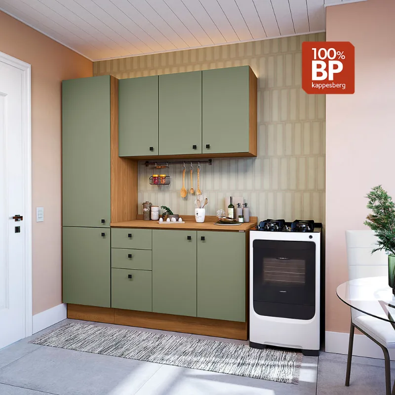 Armário de Cozinha Compacta 170cm Tapajós/Verde Frevo Pixel Kappesberg
