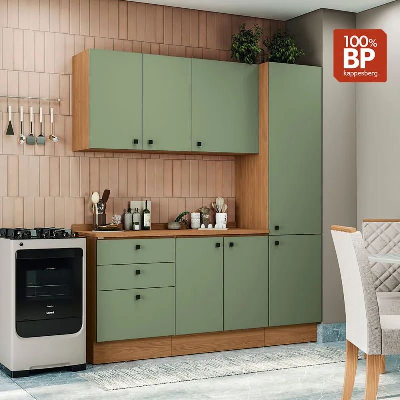 Armário de Cozinha Compacta 190cm Tapajós/Verde Frevo Pixel Kappesberg