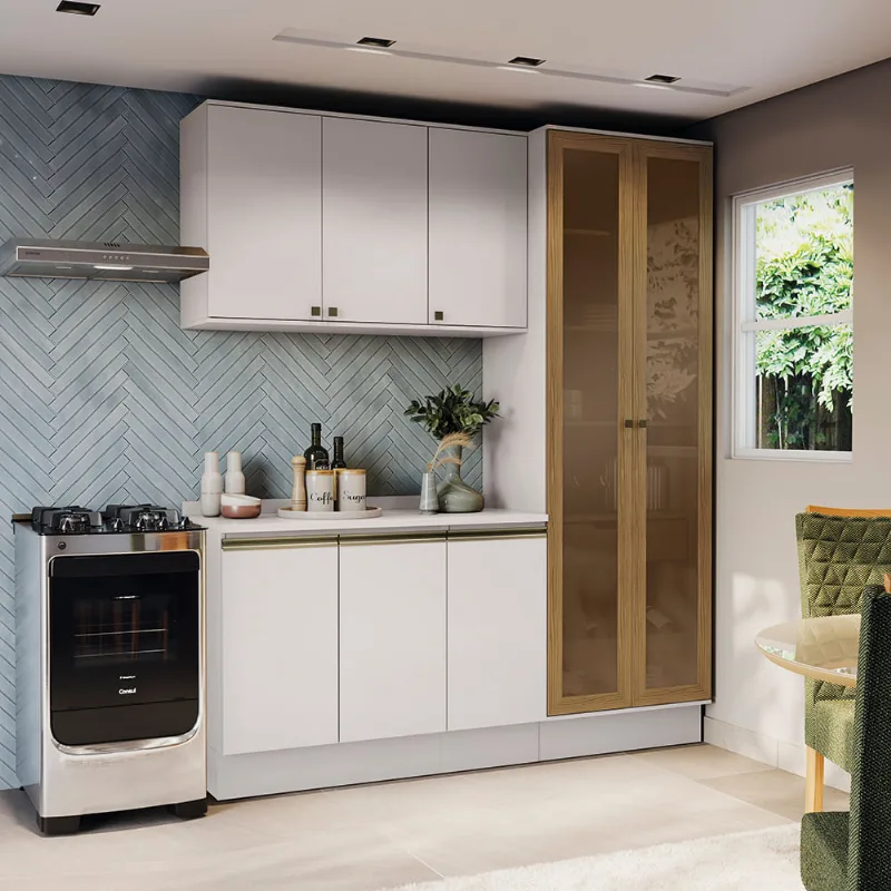 Armário de Cozinha Compacta 100% MDF 192cm Branco Celeste Kappesberg